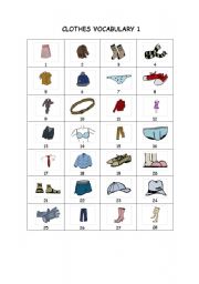 English Worksheet: Clothes crossword