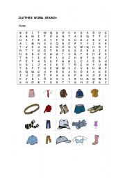 English Worksheet: Clothes wordsearch