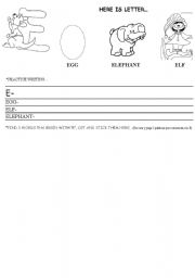 English worksheet: Letter E