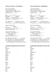 English worksheet: Parts of the body - Skary Skeleton Song