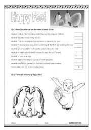 Worksheet for the film Happy Feet