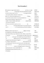 word formation (2) with answers FCE