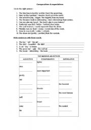 English worksheet: Comparative and superlative exercises