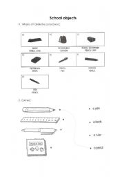 English worksheet: School objects