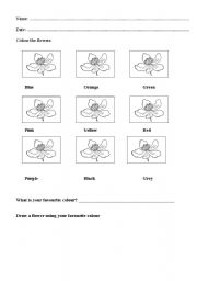 English Worksheet: Colour the flowers