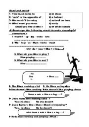 English worksheet: like , likes plus exercises 