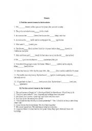 English worksheet: tenses excercises