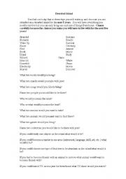 English Worksheet: Deserted Island Lesson Plan