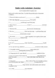 English Worksheet: Stative Verbs