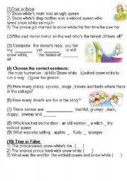 English Worksheet: Snow white the fairy tale