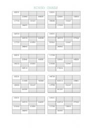 English Worksheet: Bingo cards