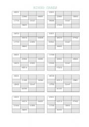 English worksheet: Bingo cards