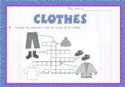 English worksheet: Clothes cross-word