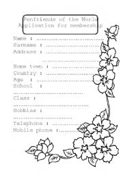English Worksheet: pen friends