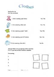 English worksheet: Clothes worksheet