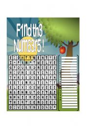 English Worksheet: Find the Numbers