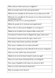 English Worksheet: various topics for discussion
