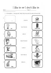 English Worksheet: Likes and Dislikes