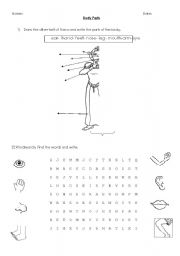 English Worksheet: Body parts