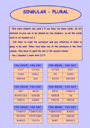 English Worksheet: SINGULAR - PLURAL