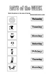 English worksheet: days of the week