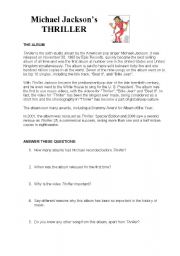 English Worksheet: Michael Jacksons Thriller