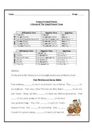 English Worksheet: Review of the simple present with fictional friends