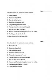 English Worksheet: Action Verbs