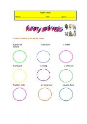 English worksheet: funny animals