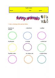 English Worksheet: funny animals