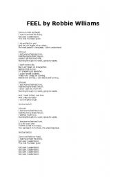 English worksheet: feel by robbie williams