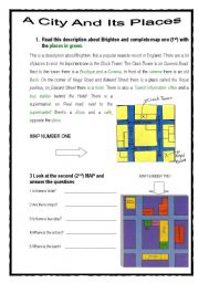 English Worksheet: places in town