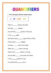 English worksheet: Quantifiers I