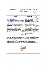 English Worksheet: Punctuation Choice Board