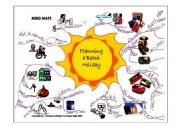 English Worksheet: A beach holiday mind map in colour and greyscale for copying