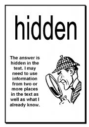 English Worksheet: Here Hidden Head Comprehension Posters