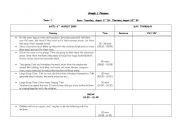 English Worksheet: Week Planner