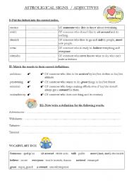 English worksheet: adjectives