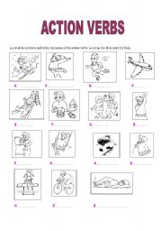 English Worksheet: ACTION VERBS