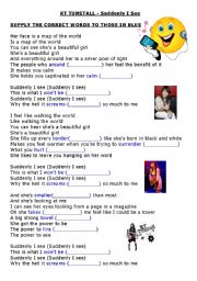 English Worksheet: KT TUNSTALL - SUDDENLY I SEE - CORRECTION