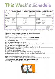 English Worksheet: Days,  Parts of the day Months and Seasons