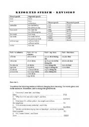 English Worksheet: reported speech revision