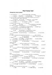 English Worksheet: past tense test