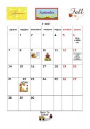 English worksheet: September calendar