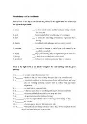 English worksheet: Vocabulary on accidents