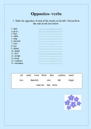 English worksheet: Opposites- verbs