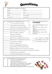 English Worksheet: Questions