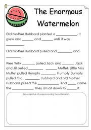 English worksheet: The Enormous Watermelon cloze activity