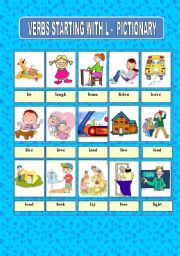English Worksheet: VERBS STARTING WITH L - PICTIONARY