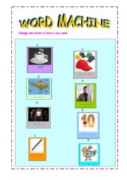 English Worksheet: WORD MACHINE